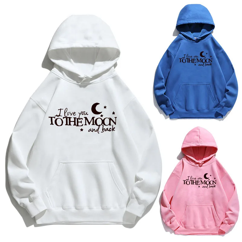 

Women Hoodie To The Moon Printed Hoodies Women Fleece Long Sleeve Loose Sweatshirt with Hat Girls Pullovers Winter