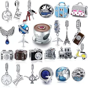 Berloqueсемейный дом из стерлингового серебра 925 пробы с Эйфелевой башней для камеры, путешествий, мечты, кофейные чашки, обувь, очаровательный браслет, ювелирные изделия своими руками