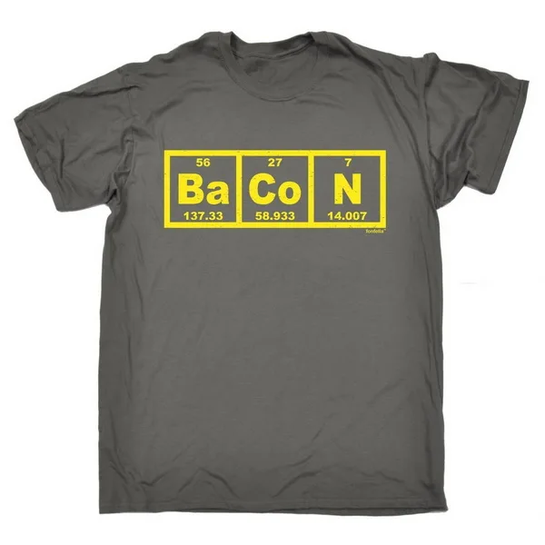 

Bacon Periodic Elements Table T-Shirt Science Chemist Food Gift Birthday Funny Confortable Tee Shirt