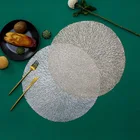 Круглая бронзовая подстилка из ПВХ, розовое золото, полые изоляционные декоративные коврики для кухонного обеденного стола, подстилка для стейка, декор для ресторана и дома
