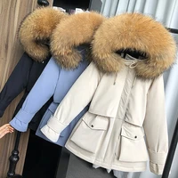 ftlzz 2021 natural raccoon fox fur hooded winter down coat women 90 white duck down jacket thick warm parkas female outerwear