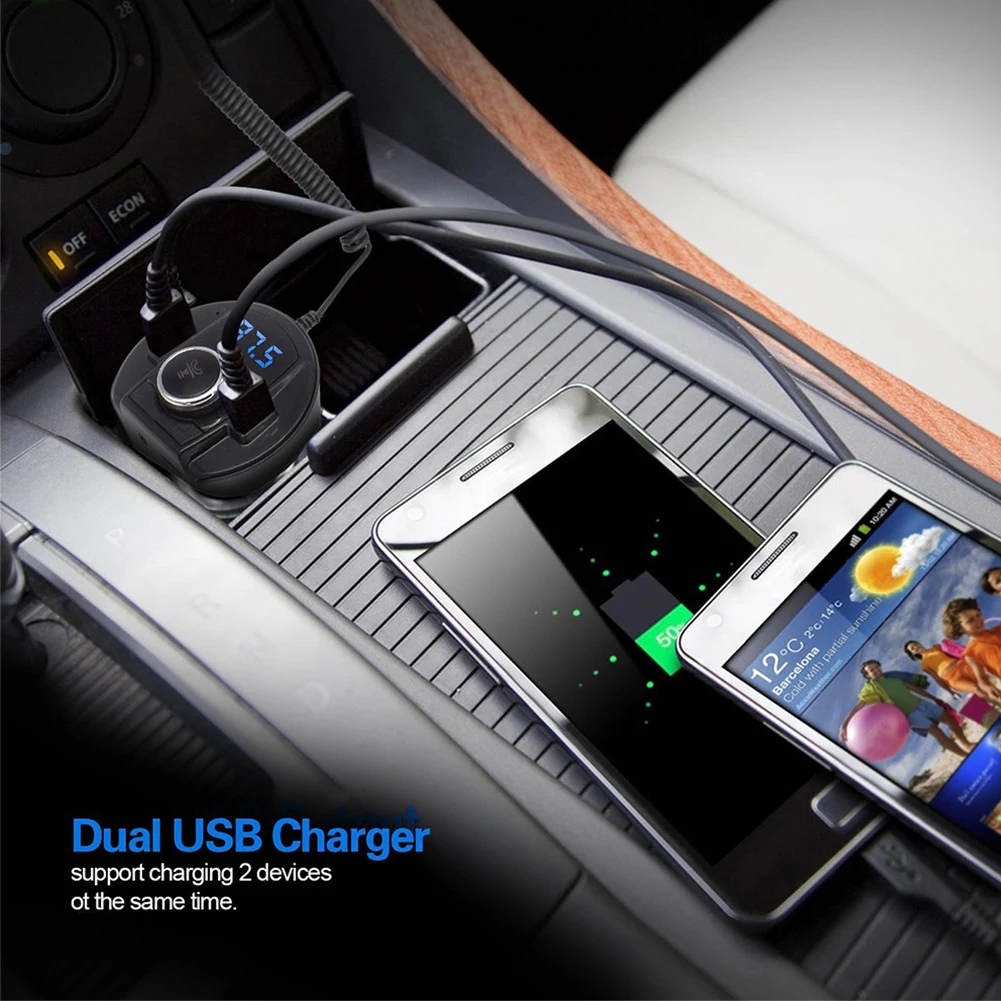 2 USB Автомобильное зарядное устройство адаптер прикуриватель автомобильный Bluetooth fm-передатчик музыкальный mp3-плеер Hands Free автомобильный комплект держатель чашки
