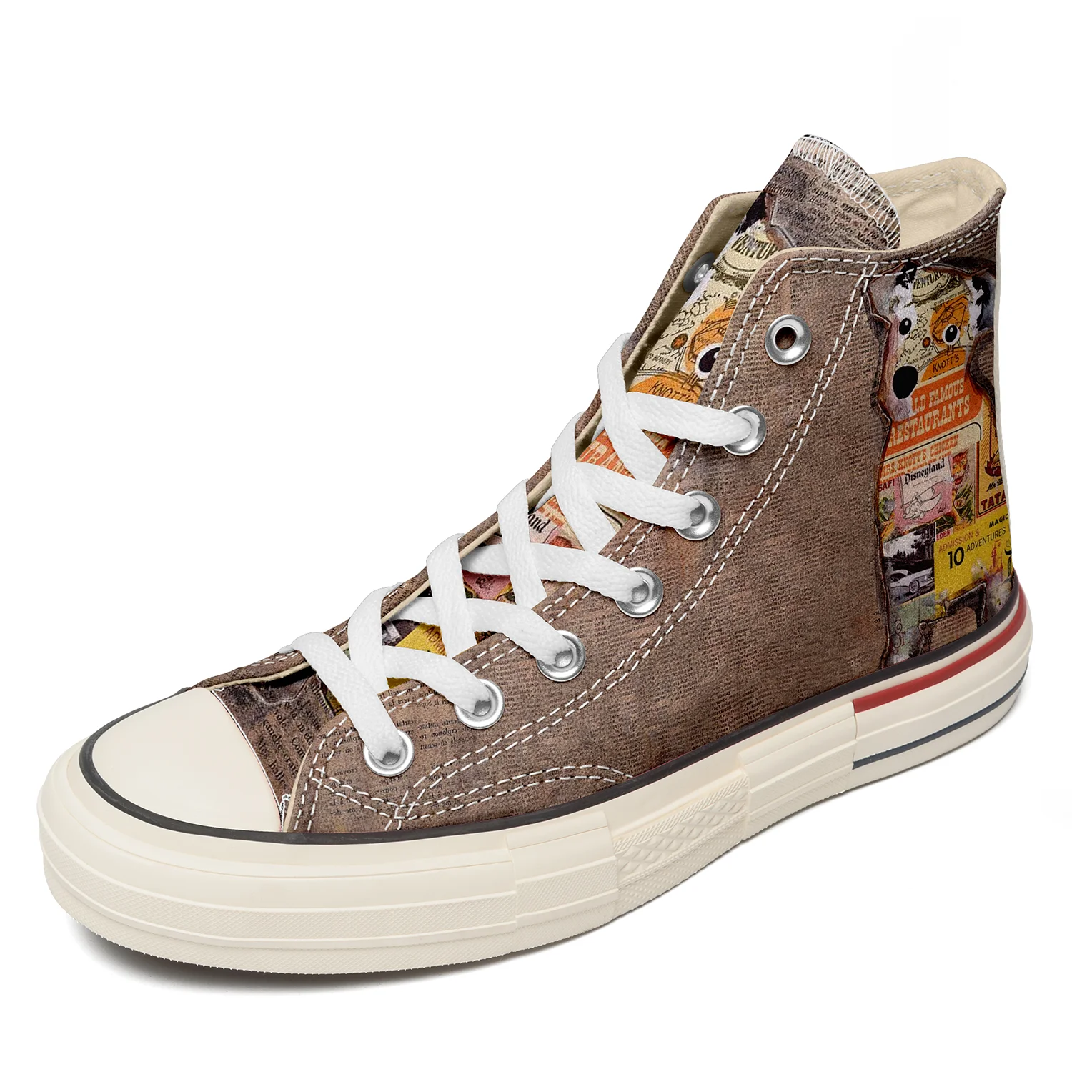 

Print On Demand Sneakers Drop Shipping Sneakers High Top Lace-up Classic Casual Brown Unisex Vulcanized Shoes Animal Prints