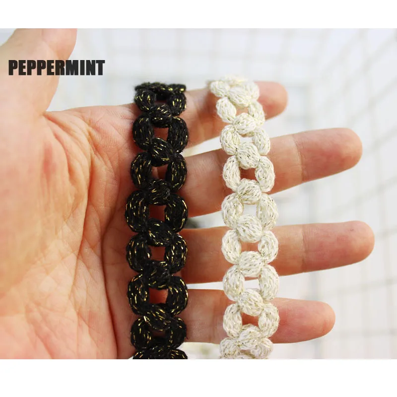 2 ярда 16 мм золотая тесьма отделка хлопковой веревки кружевная одежды черная