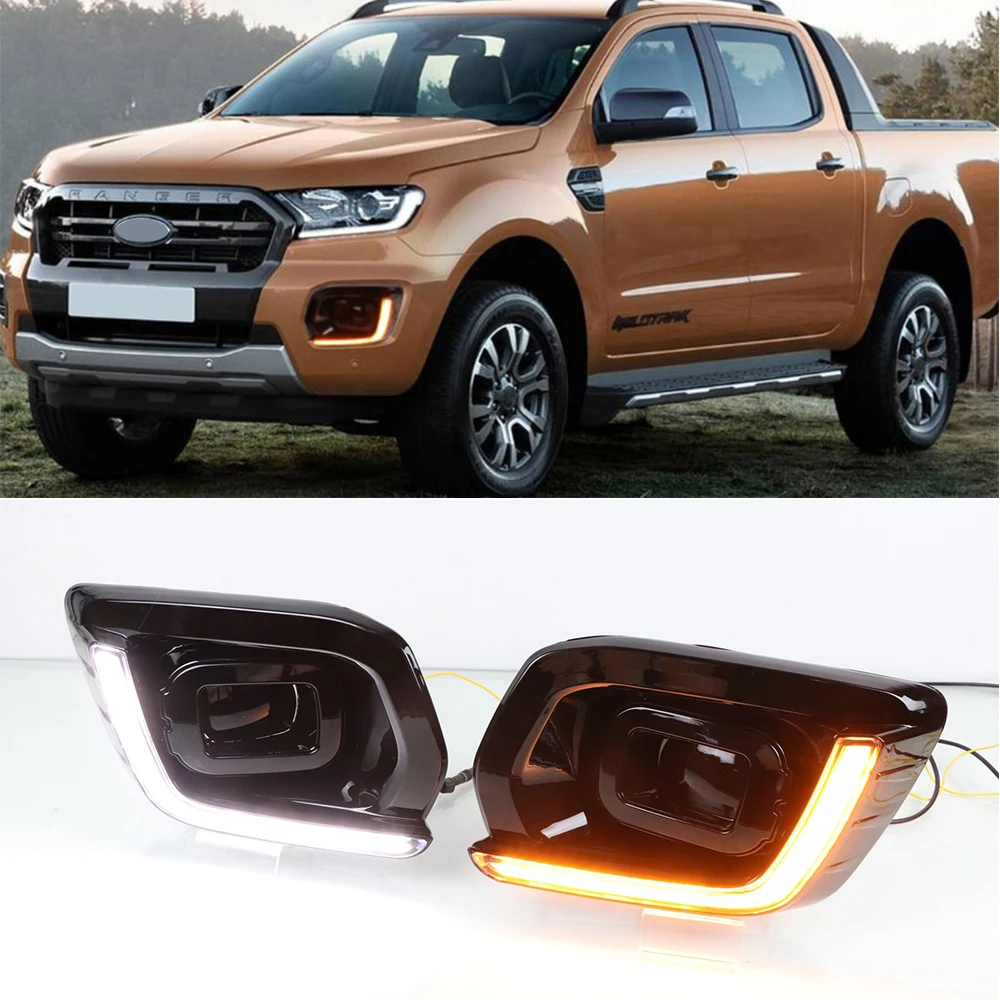 CSCSNL 2Pcs DRL Fog Lamp for Ford Ranger Wildtrak 2019 2020 LED Daytime Running Light Day with Turn Signal | Автомобили и