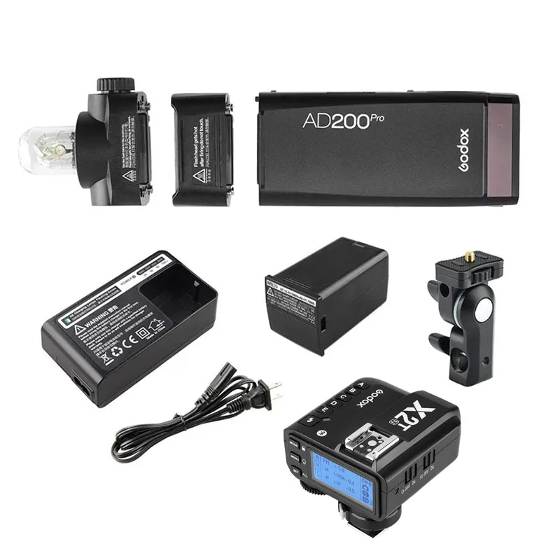 AD200 Pro X2T Godox AD200 Pro AD200Pro 200Ws 2,4G Вспышка стробоскоп 1/8000 HSS 500 полная мощность вспышки 0,01-2,1 s переработка батареи 2900 мАч - Цвет: AD200 Pro X2T