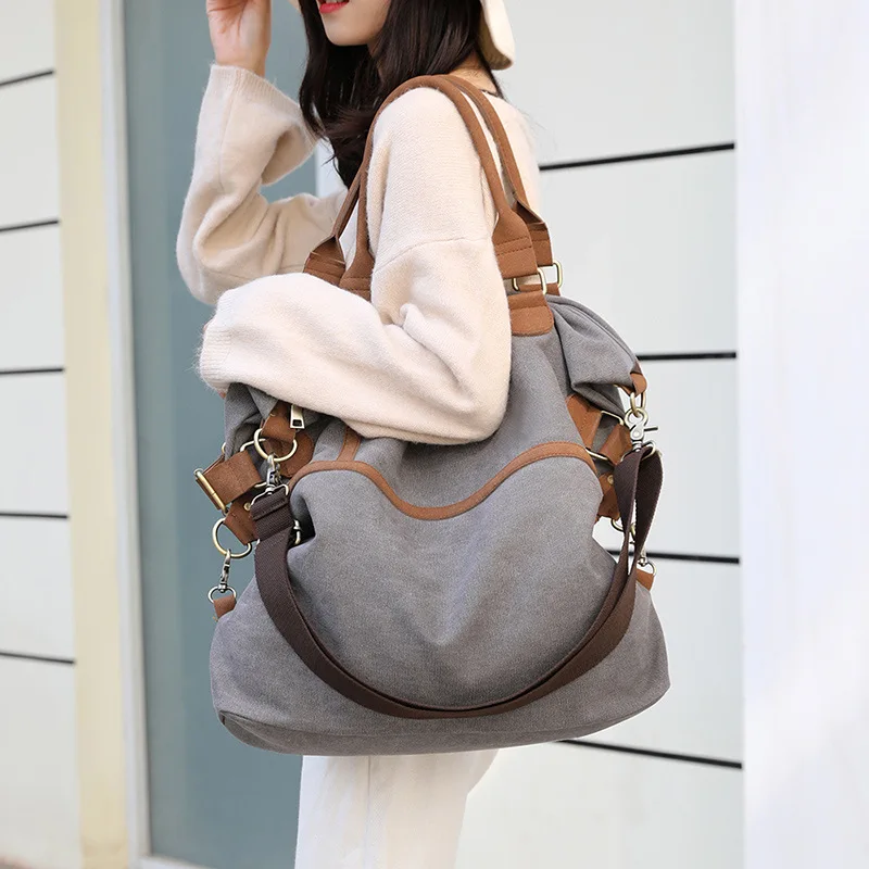 2020 Ретро холщовые хлопковые Сумки Большая вместительная багажная сумка женские