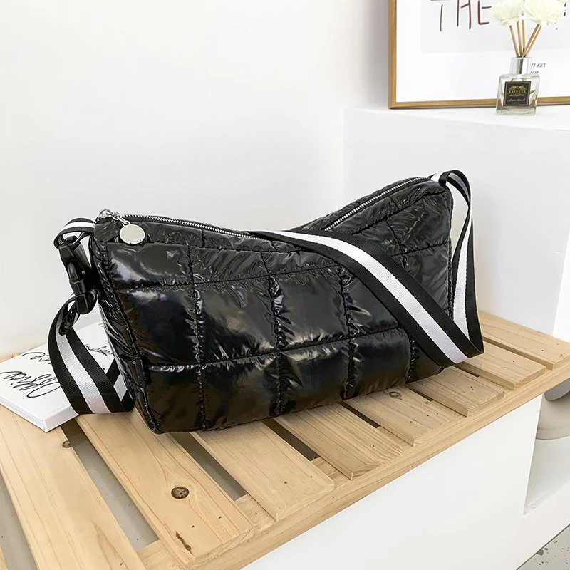 

Women Bags Luxury Space Cotton Shoulder Bag for Women 2021 Winter Crossbody Down Bag Designer Wide Shoulder Strap Messenger Bag