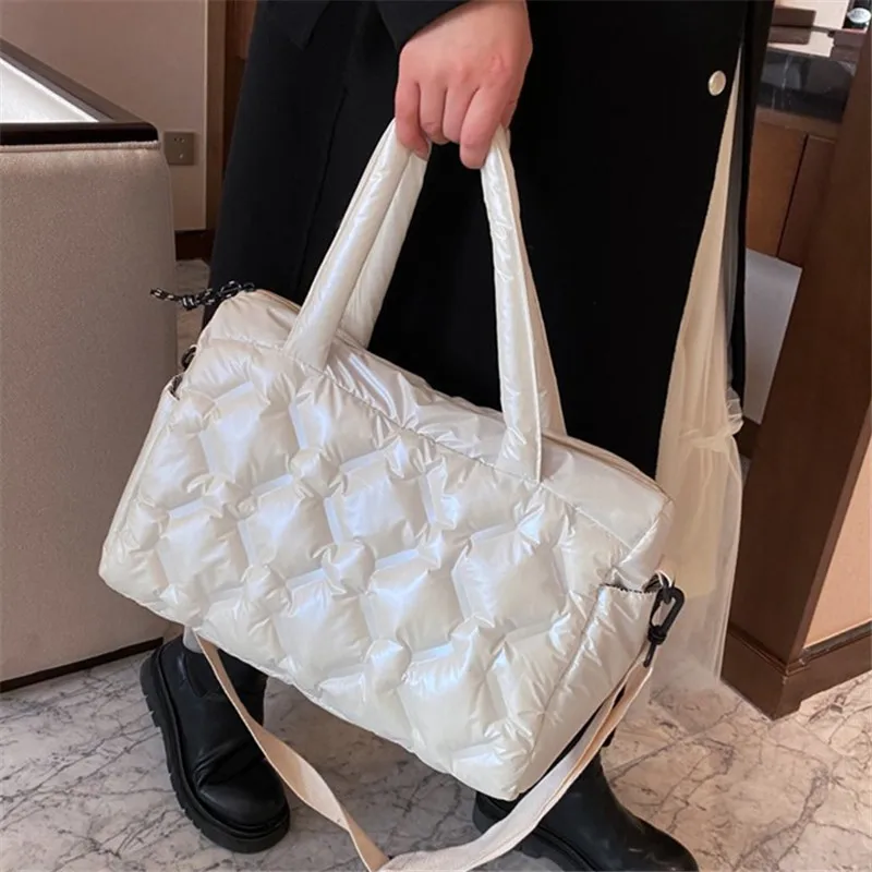 Модная Новая Женская Стеганая пуховая сумка вместительная мягкая Сумочка на