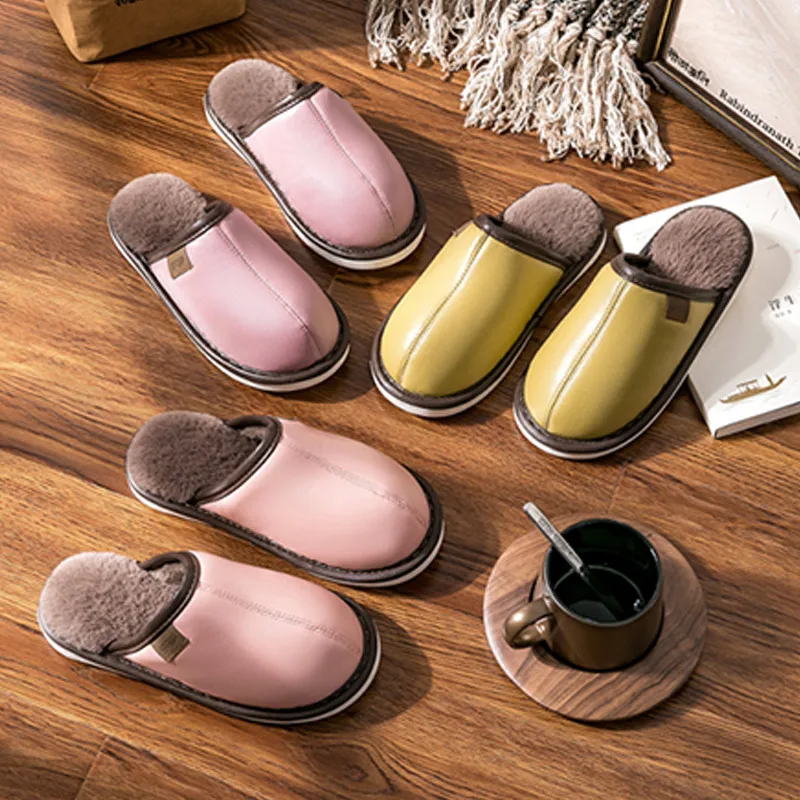 

Women Winter Slippers Waterproof Warm Plush House Cotton Slipper Female Couple Concise Comfortable Soft Indoor Floor Slipper New