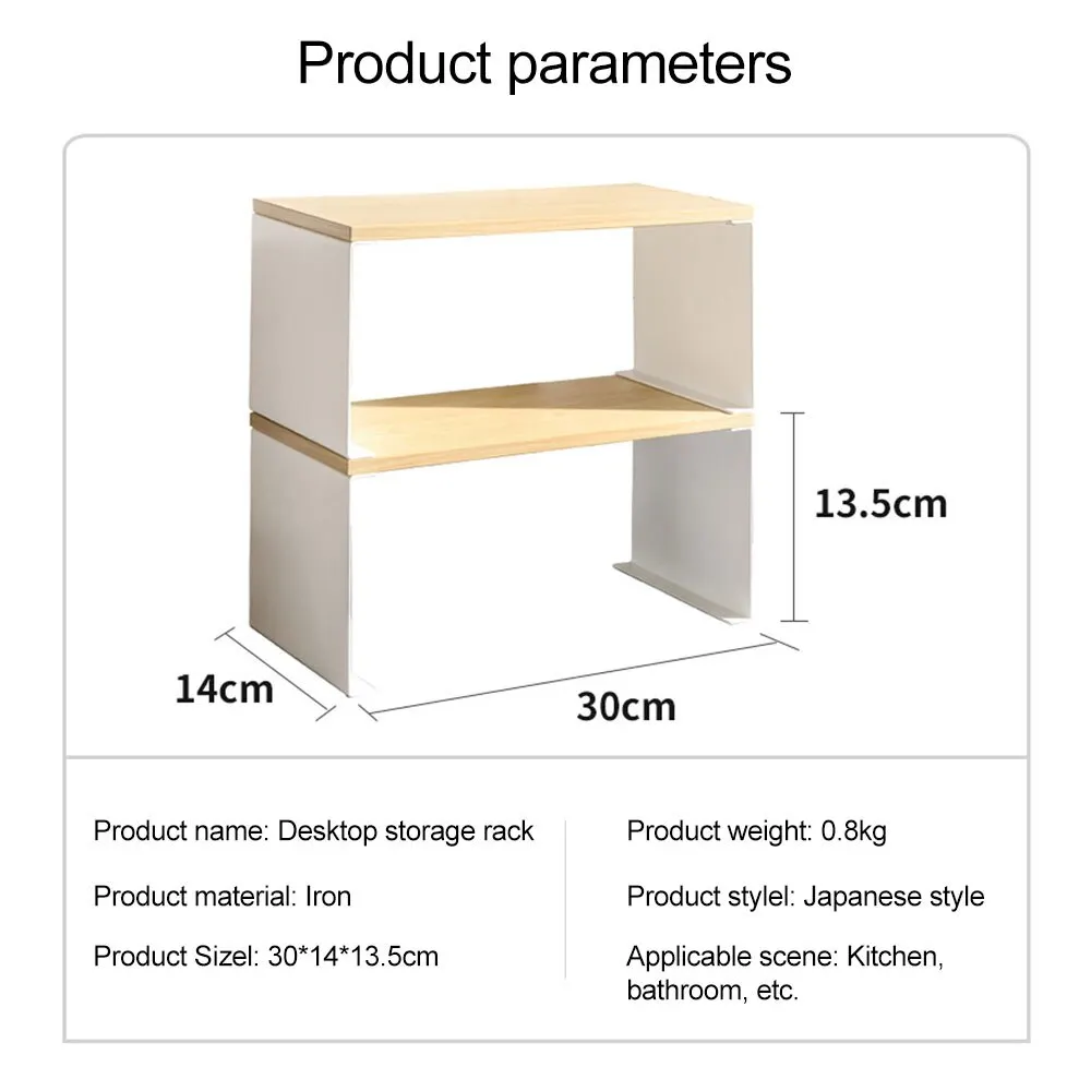 

Double-layer Wooden Kitchen Utensils Rack Shelf Organizer Japanese Style Cosmetics Storage Rack Home Multi-function Wood Shelf