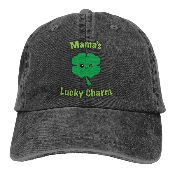 

Mama'S Lucky Charm Distressed Baseball Cap Men Women Vintage Adjustable Dad Sun Hat