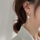 Новые корейские Эффектные серьги для женщин Серебряные длинные геометрические Висячие серьги для вечеринки сережки Brincos 2021 модные украшения в подарок