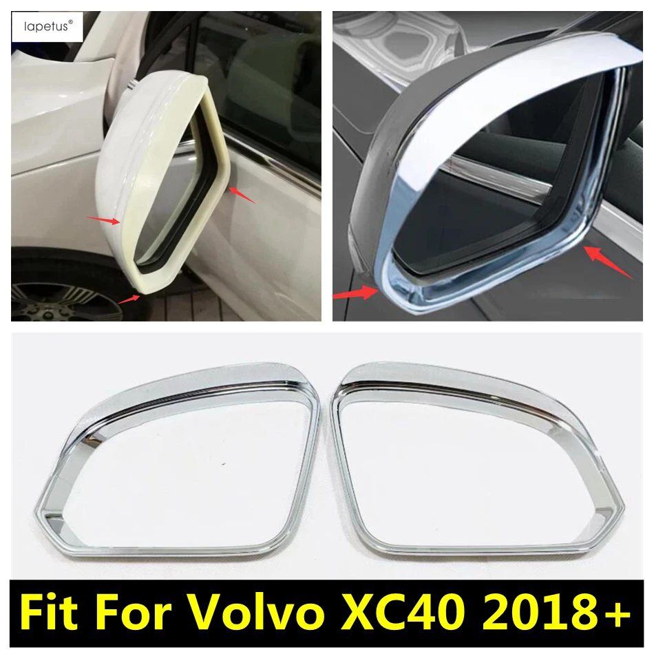 

For VOLVO XC40 2018 - 2022 Rearview Mirror Rain Eyebrow Deflector Blades Back Cover Kit Trim ABS Chrome Accessories Exterior