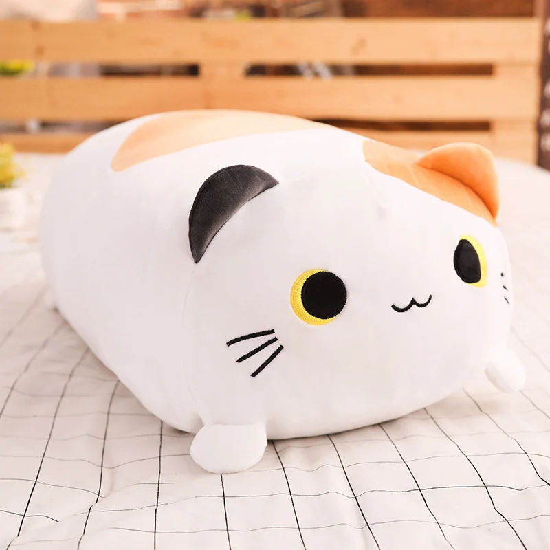 white cat Супер Мягкий Пингвин плюшевая игрушка мягкая Черная Кошка Хомяк большая подушка для сна подушка для девочки Декор кровати корги зимняя подушка подарок - Цвет: white cat