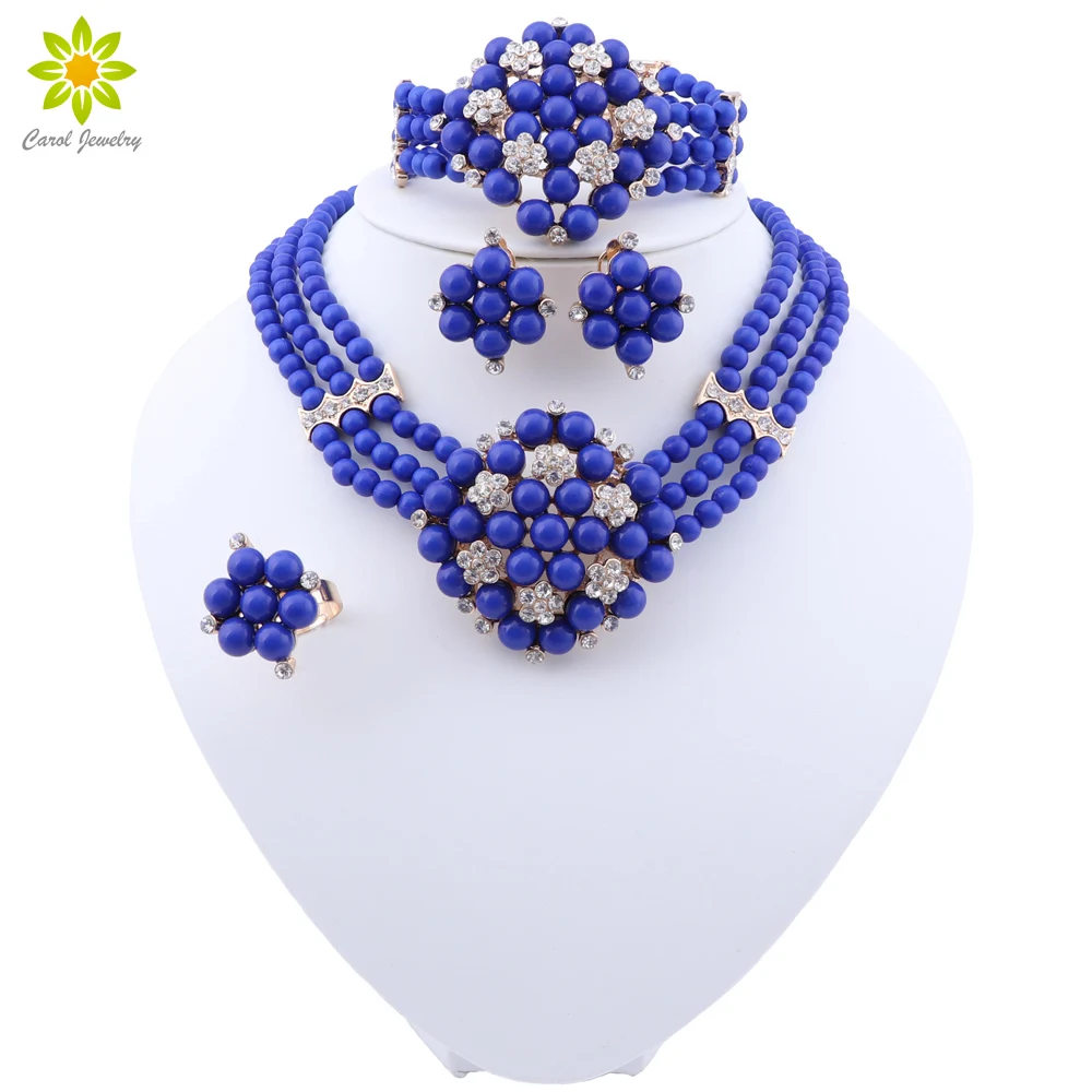 

Exquisite Dubai Gold Color Jewelry Set Nigerian Wedding Woman Accessories Necklace Earrings African Beads costume Jewelry Set