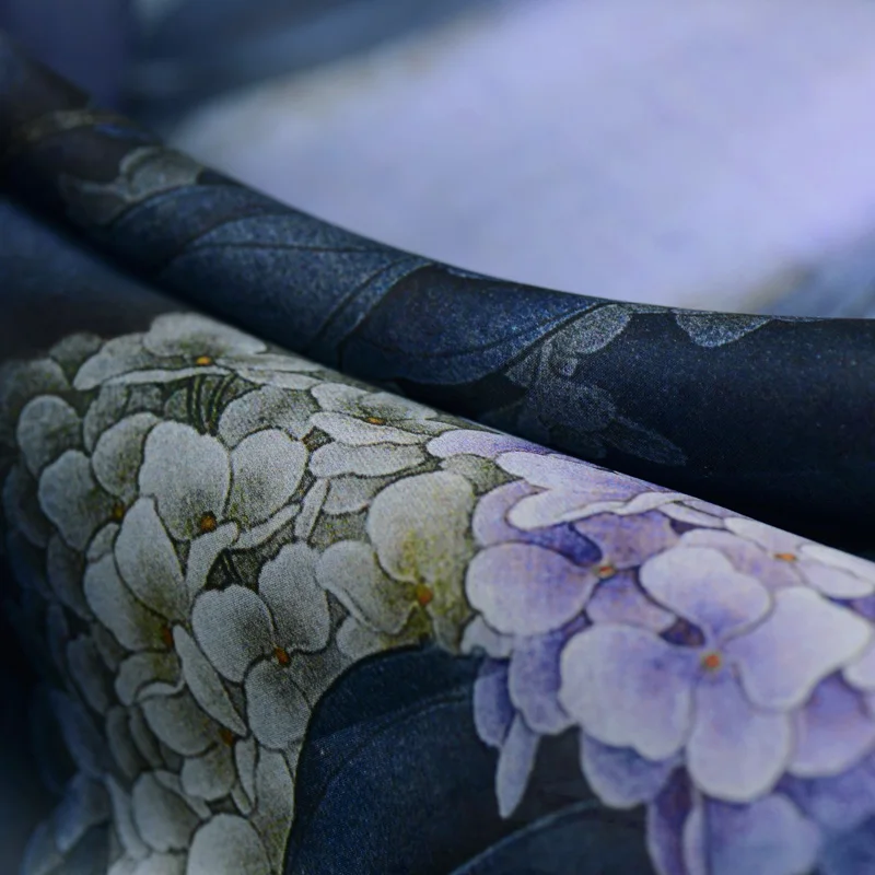 Шелковая органза с принтом в китайском стиле атласная ткань дышащая натуральная