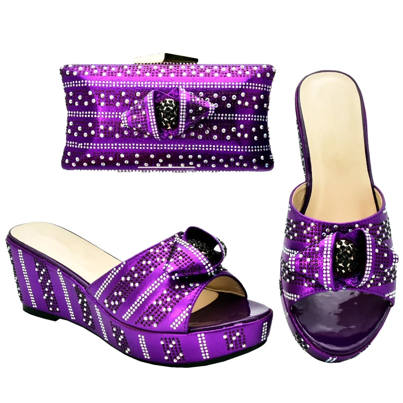 Новейший дизайн Итальянская обувь с сумочкой в комплекте Украшенная стразами