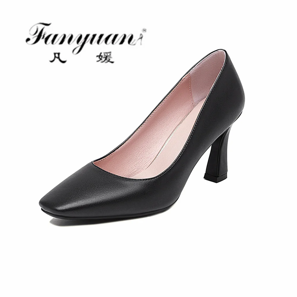 

Fanyuan New Women High Heel Shoes Square Toe Pumps Women Elegant Fashion Ladies Shoes Footwear Size 34-43