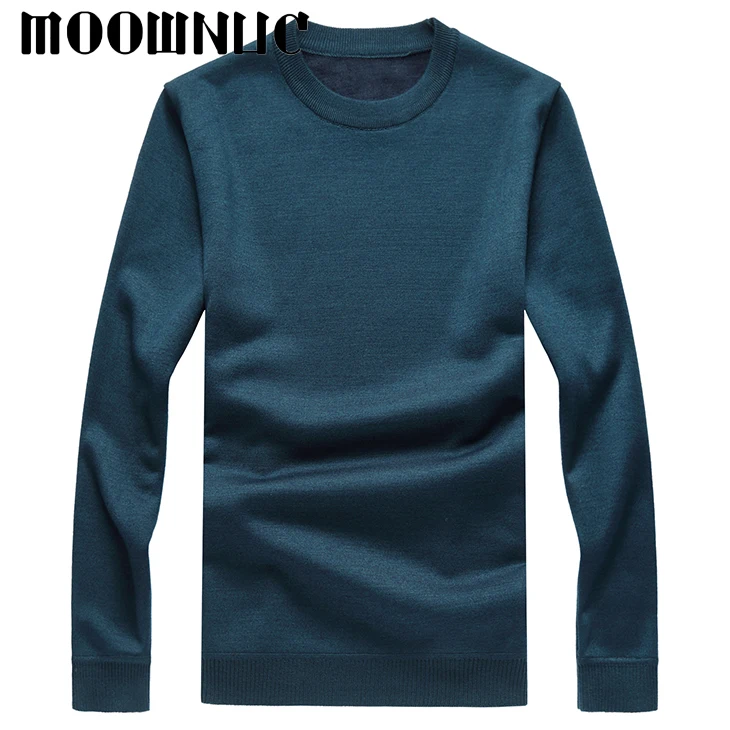 Свитер с бархатом сохраняющий тепло толстый круглый вырез классический стиль