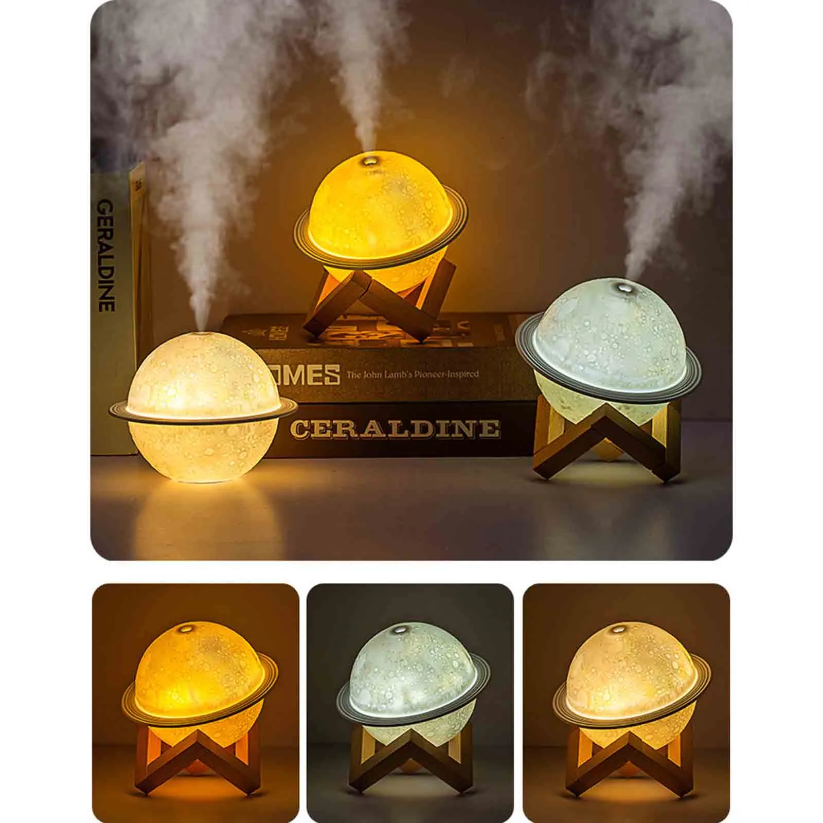 

Humidifier Planet Humidifier With Light Household Aroma Diffuser Night Light 880ml Automatic Power-off Usb Humidifier For Home
