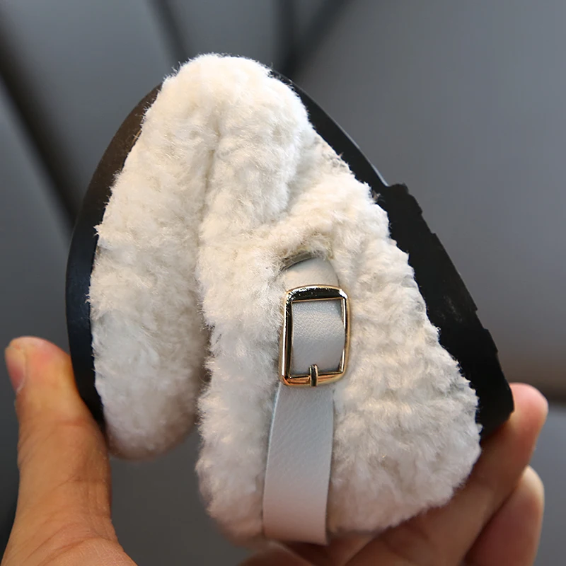 Детская обувь для девочек кроссовки малышей зимние плюшевые теплые однотонные