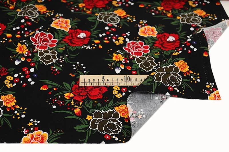 black peony Хлопок, 21 Вт, тонкий вельвет, мягкий, черный, красный, коричневый, розовый, маленький белый цветок, цветочные ткани для DIY, платье, рубашка, ремесло, домашний декор - Цвет: black peony