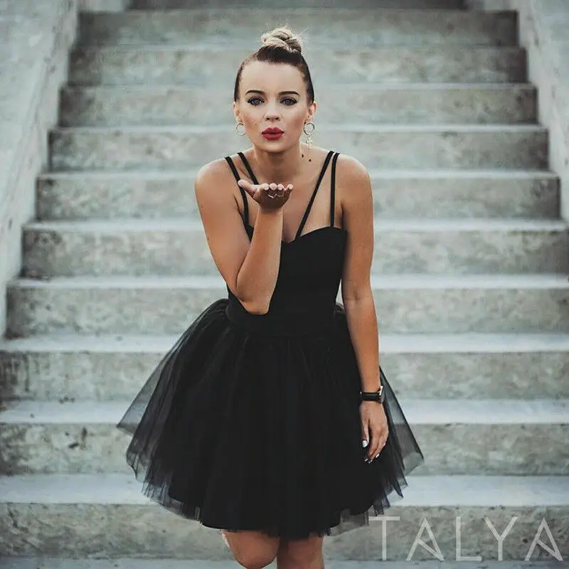 Женское вечернее платье-пачка без рукавов однотонное короткое Тюлевое платье на