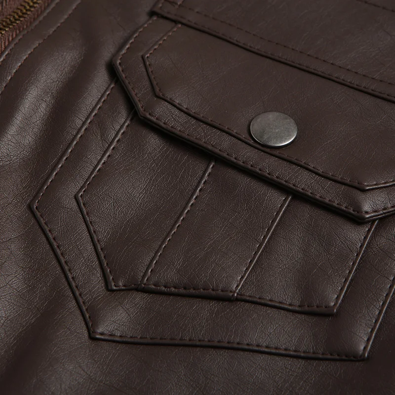 2020 мужская кожаная куртка Slim Fit со стоячим воротником в байкерском стиле Куртки