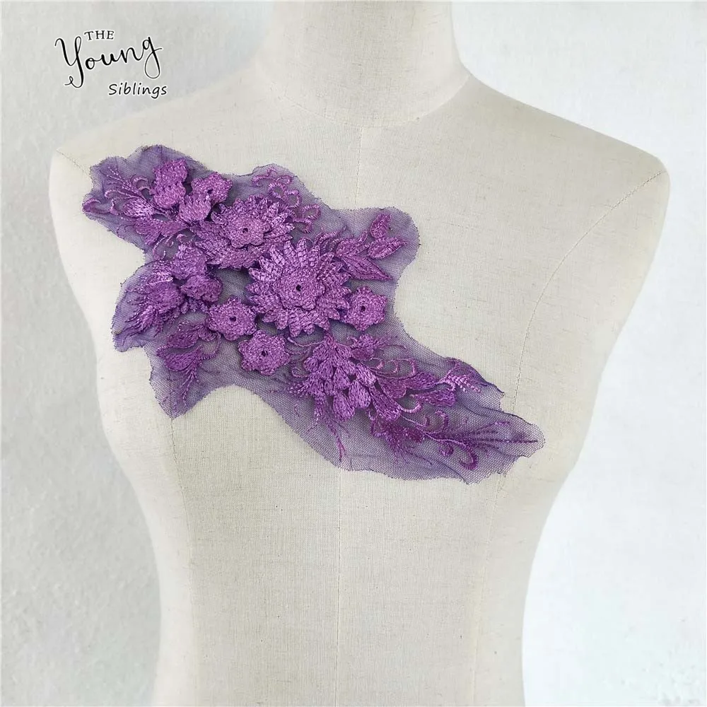 Модный стиль фиолетовая вышивка ABS жемчужный кружевной воротник DIY ткань вырез