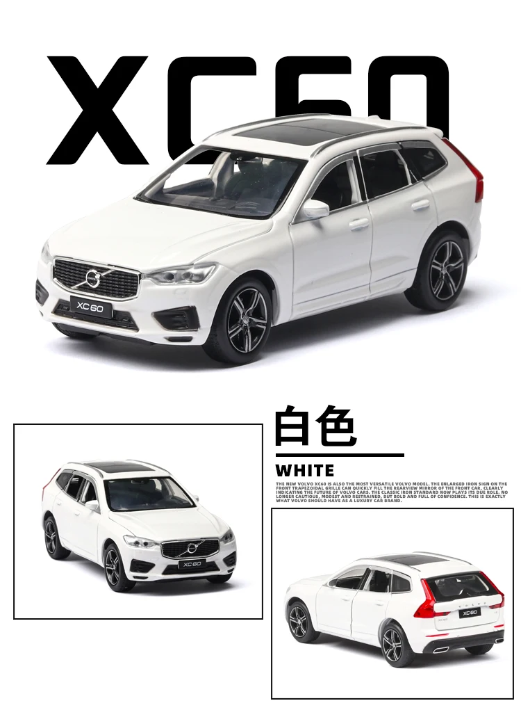 1:32, высокая имитация, металлическая модель XC60, со звуком и светильник, оттягивающийся назад, игрушечный автомобиль из сплава, модель игрушки для детей, подарки, автомобиль, Радиоуправляемый автомобиль