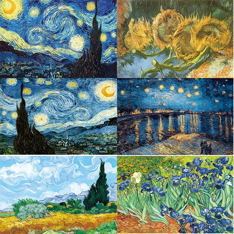 

Van Gogh Oil Painting Starry Night Sunflower Abstract Canvas Art Print Poster Picture Wall House Murals for Home Decor Cuadros