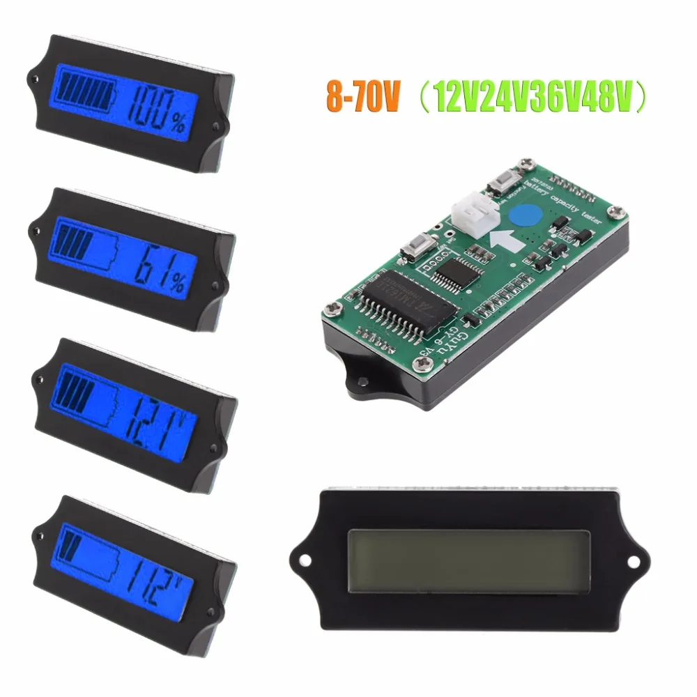 

8-70V Blue LCD Lead Acid Lithium Battery Capacity Digital Tester Electric Quantity Detector Indicator Test Tools