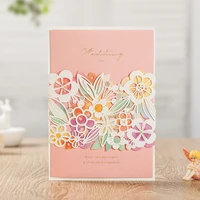 wishmade 50pcs wedding invitations cards with multi flower floral elegant greeting card with pink envelopescustomized cw9030