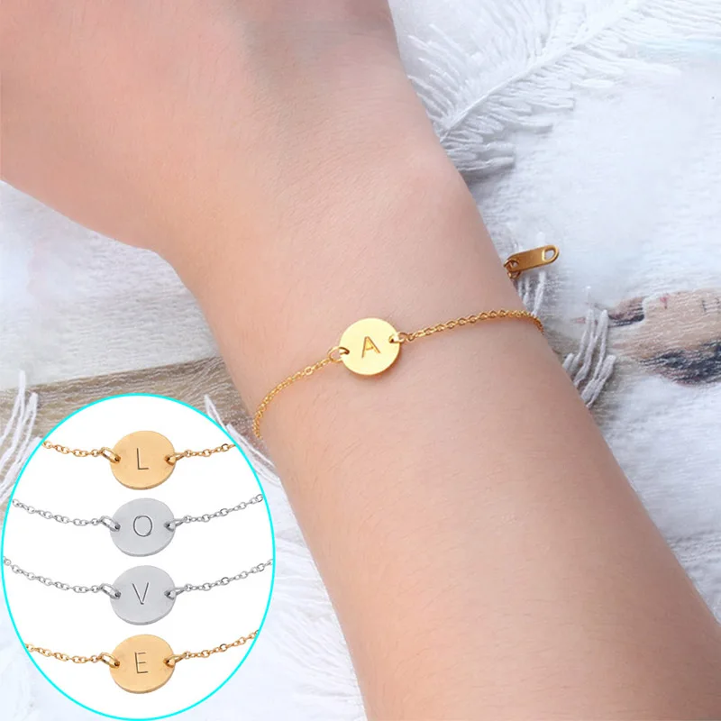 Женский браслет из нержавеющей стали с буквенным принтом оптовая продажа