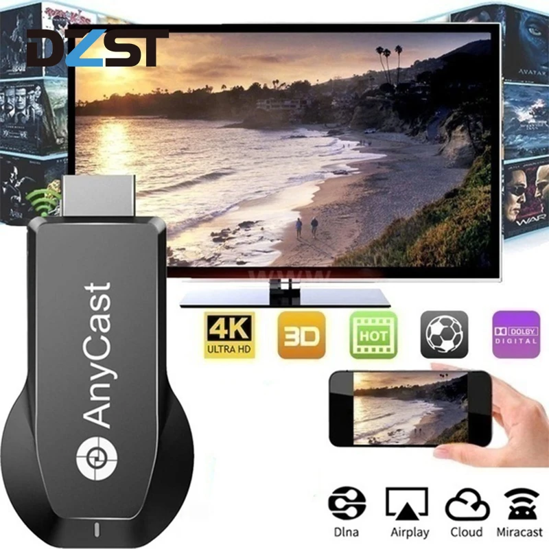 Новинка Anycast M100 2,4G 5G HDMI 4K Ultra HD беспроводной DLNA AirPlay HDMI tv Stick Wifi Дисплей ключ приемник для IOS Android