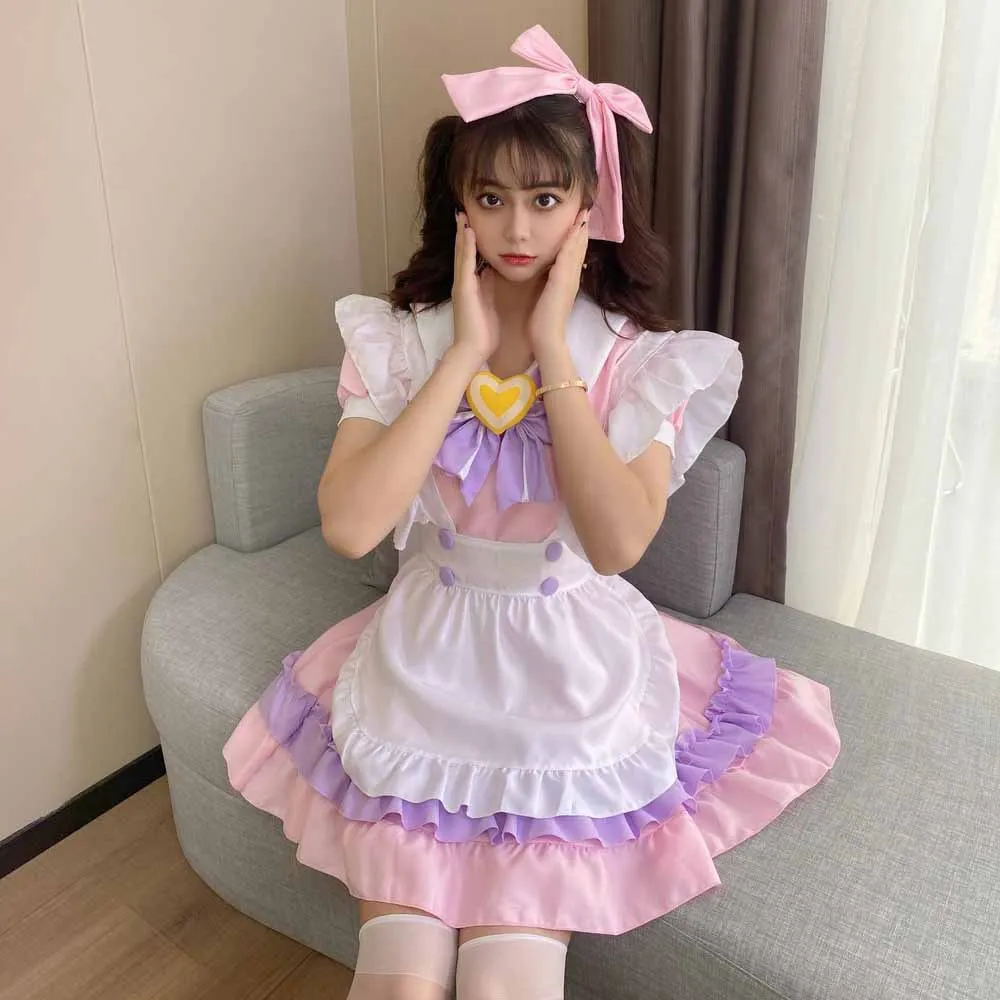 

Anime Maid Outfit Pink Blue Cute Gangster Cosplay Loli Lolita Skirt Two-dimensional Costume Halloween Costumes for Women Cosplay