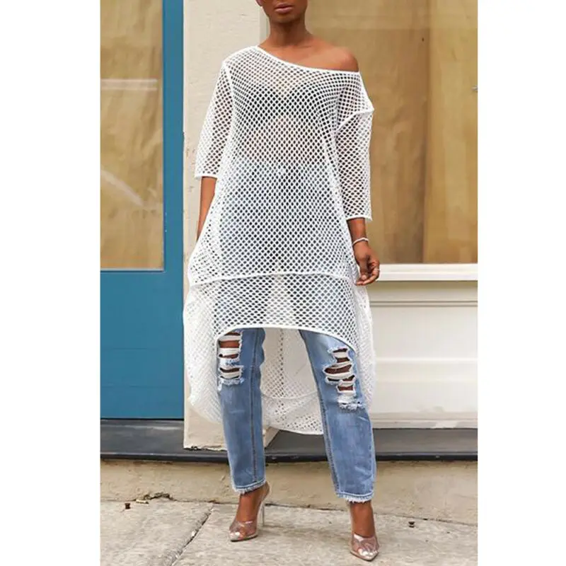 2020 горячие женские пикантные сетчатые платья с длинным рукавом вязанное крючком