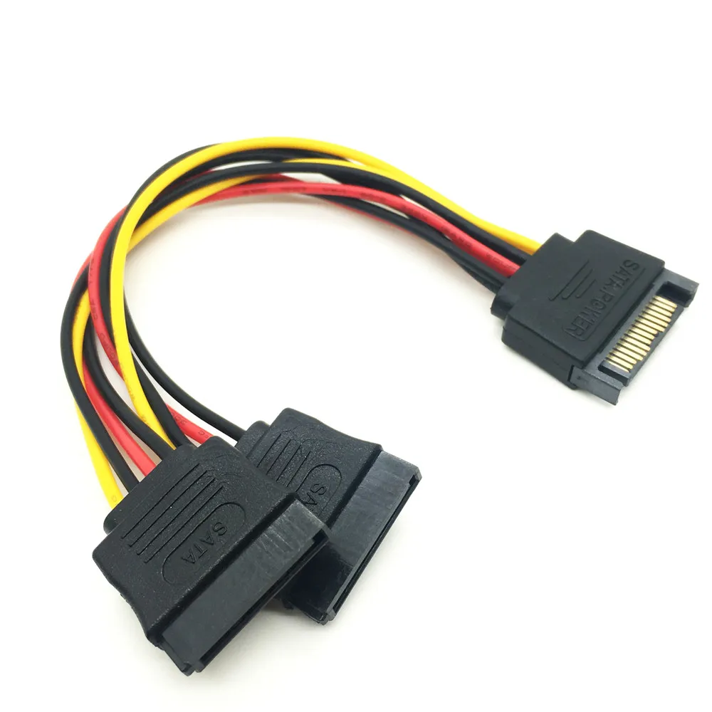 

high quality Splitter Cable SATA Power 15-pin Y-Splitter Cable Adapter Male to Female for HDD Hard Drive Hot