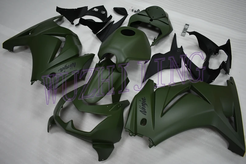 INJECTION mold Набор для всего тела ниндзя 250R 2009 обтекатель Наборы ниндзя 250R 2009 материя зеленый набор для всего тела EX250 2008 - Цвет: INJECTION mold