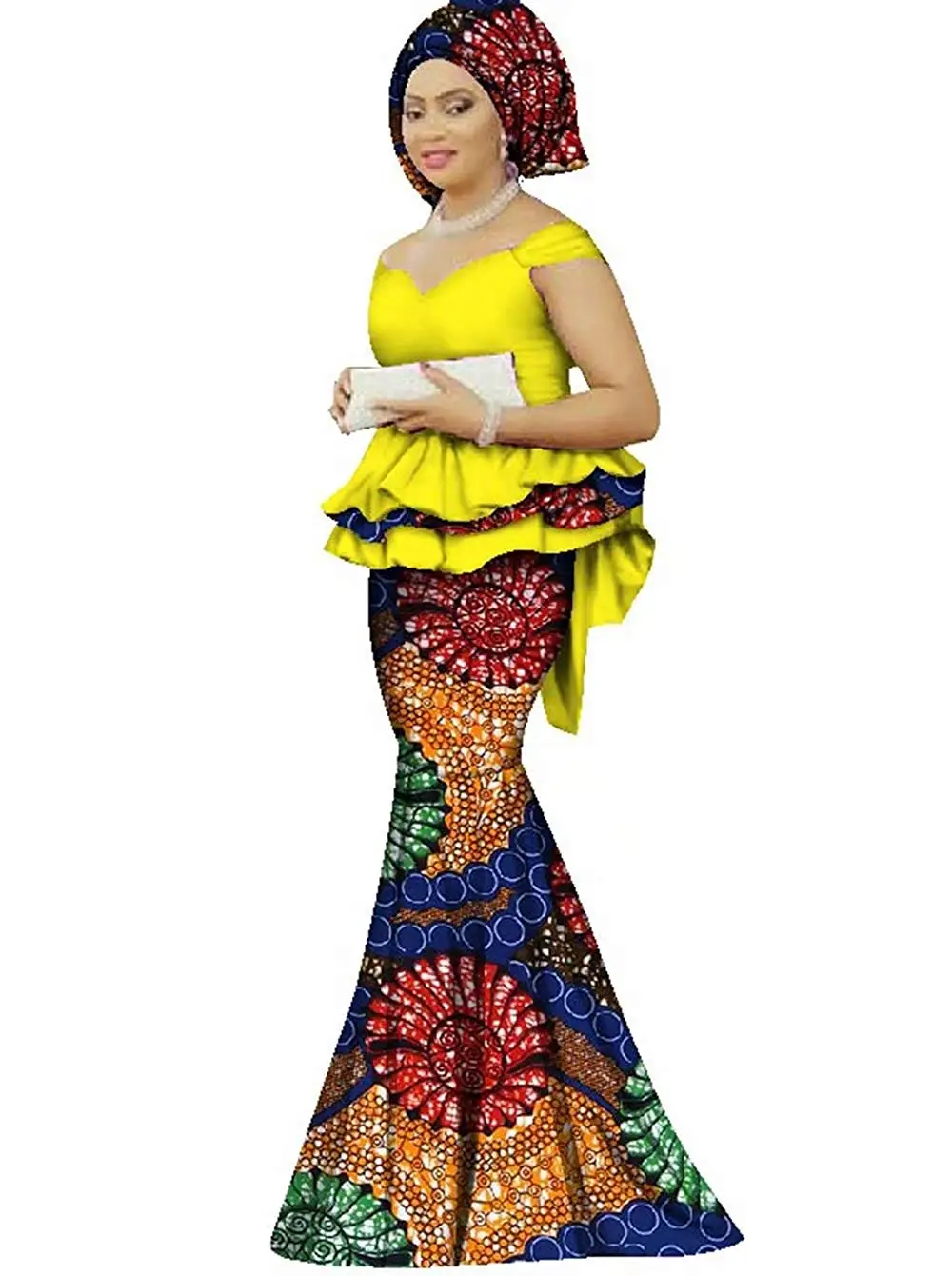 

Stock Size Low Price Women Traditional Bazin Print Plus Size Dashiki African Dresses For Women Suit 2pieces WY1312