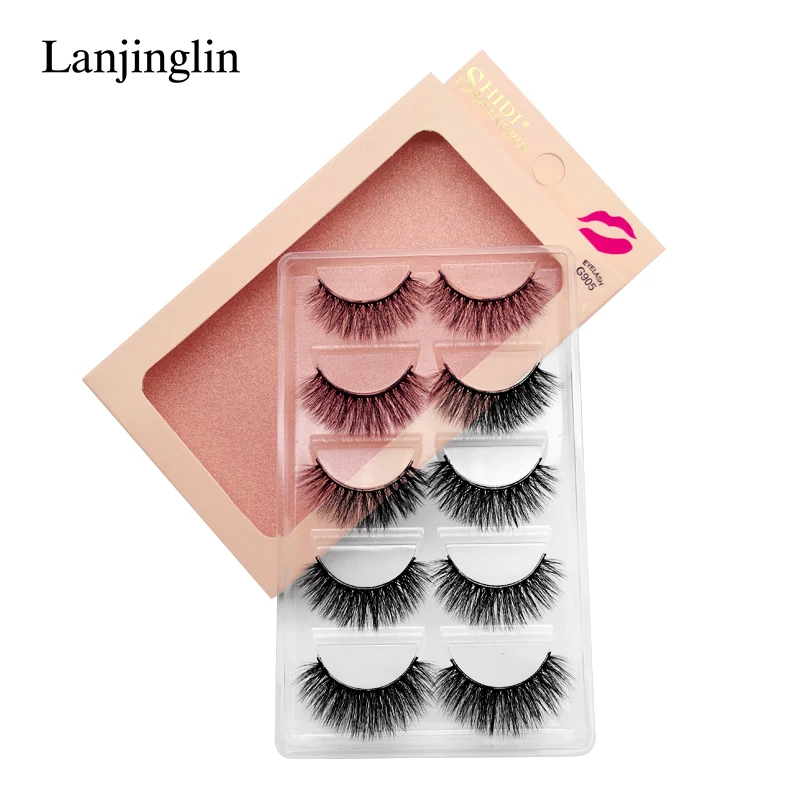 LANJINGLIN, 4/5 пар, норковые ресницы, натуральные, длинные, 3d, норковые накладные ресницы для наращивания, пушистые, без грубости, макияж, накладные ресницы