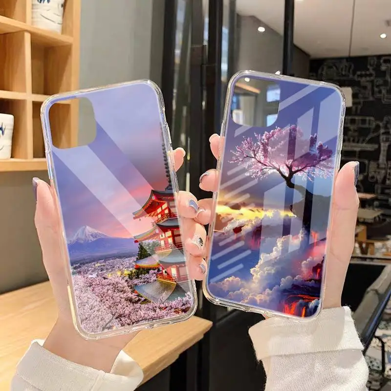 

Cherry Blossoms Phone Case Transparent Case For Iphone 6 6s 7 8 Plus XR X XS 11 12 Pro Max