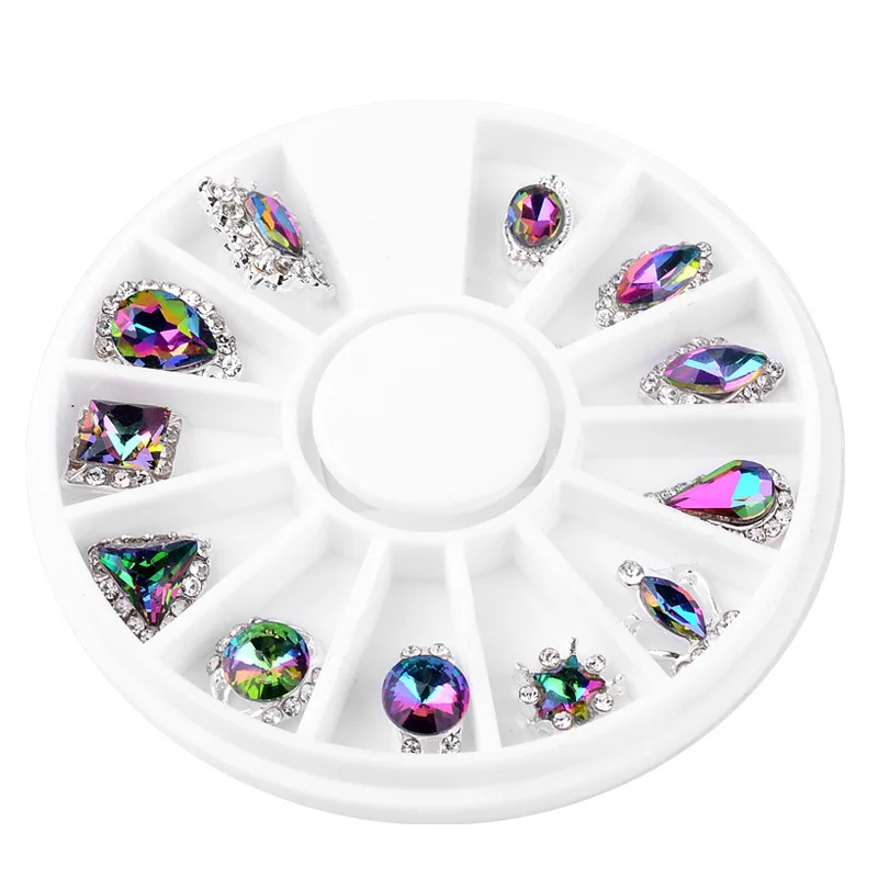 Manicure table accessories fire drill multicolored abnormity AB bottom out colorful glass nail | Красота и здоровье