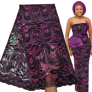 Африканская кружевная ткань Bestway, 5 ярдов, Высококачественная вышивка золотыми блестками, нигерийский Свадебный швейный кружевной материал Asoebi