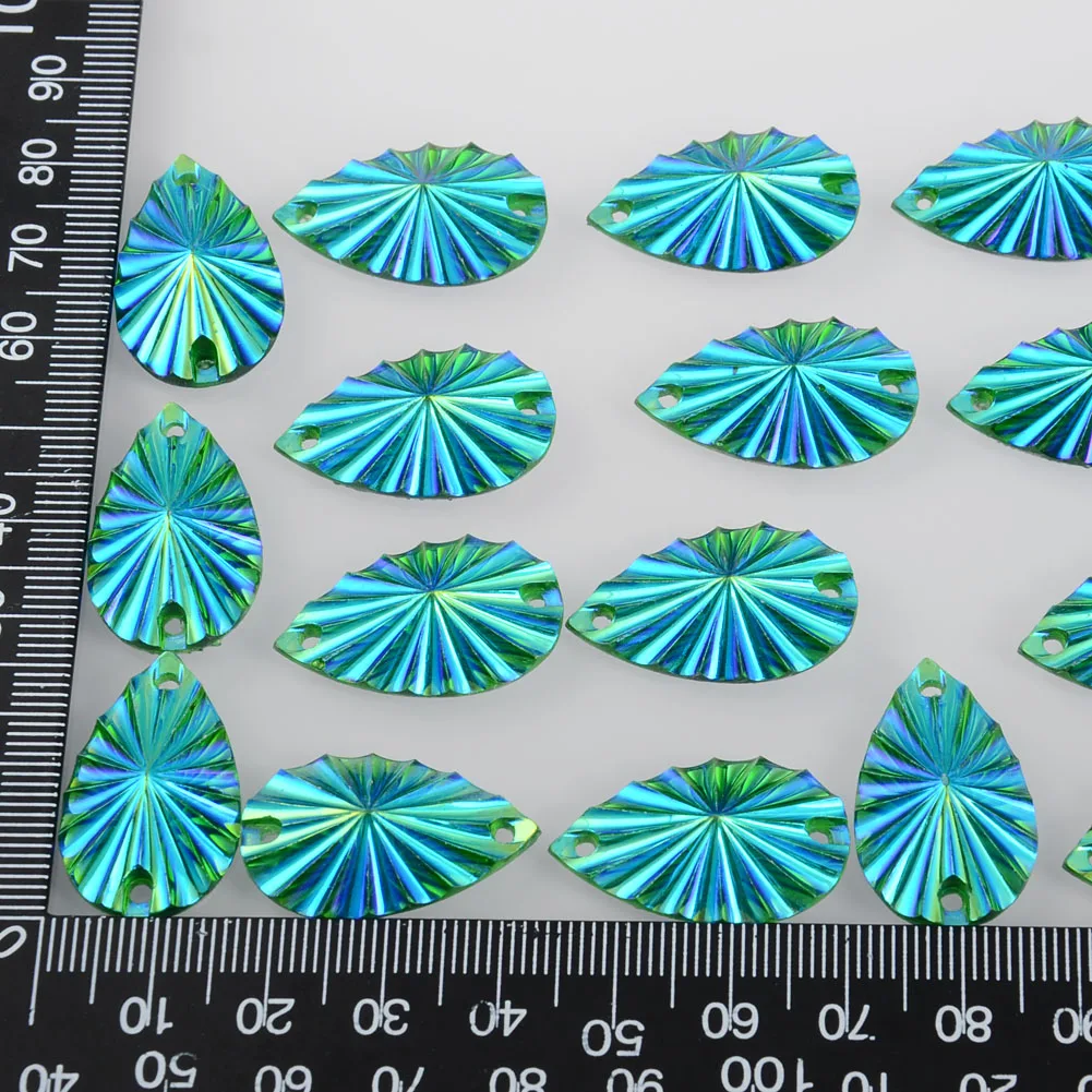 BOLIAO AB Color 20Pcs 16*27mm ( 0.63*1.06in ) Drop Shape Acryl Sew On 2 Hole Rhinestone Flatback Clothes Home Decor DIY | Дом и сад