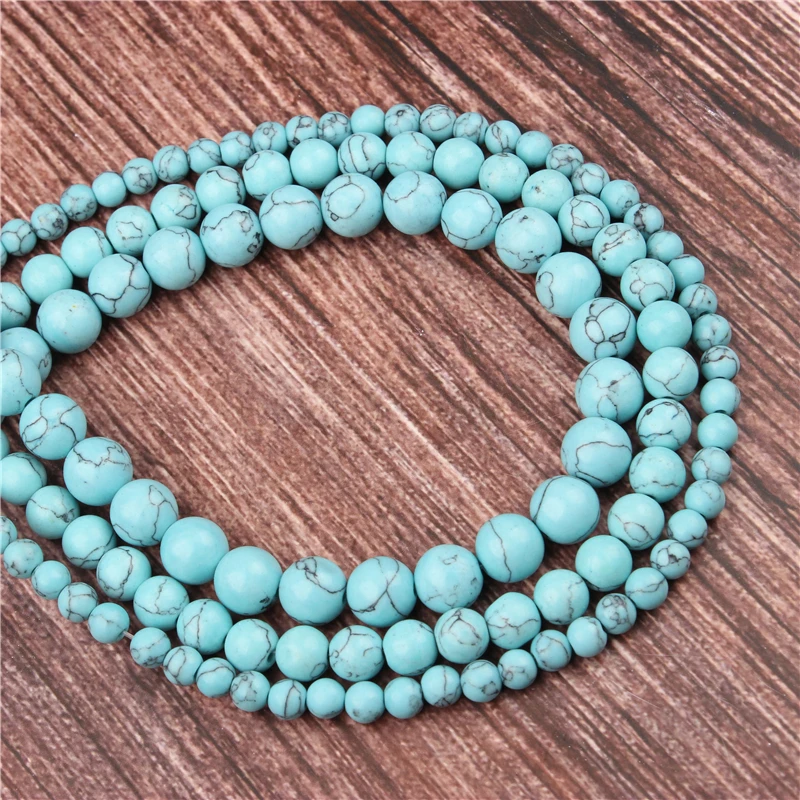 

Natural Light Blue Pine Stone Beads Round Beads Loose Beads For Making Jewelry DIY Bracelet Necklace 4/6/8/10/12 / MM