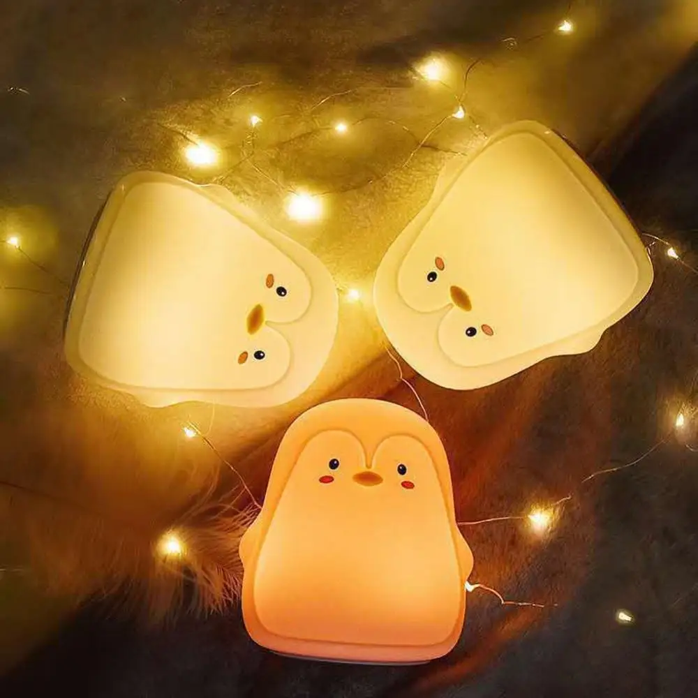 Силиконовый ночник с милым пингвином светодиодный USB-зарядкой и переключателем