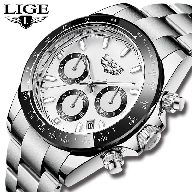 2021 LIGE Fashion Mens Watches Top Brand Luxury Wrist Watch Quartz Clock Watch Men Waterproof Chronograph Relogio Masculino+Box