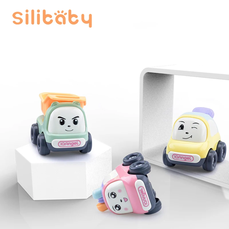 

Silibaby 3PCS Baby Pull Back Toy Car Mini Cartoon Car Boy Model Engineering Car Baby Airplane Toy Educational Early Education